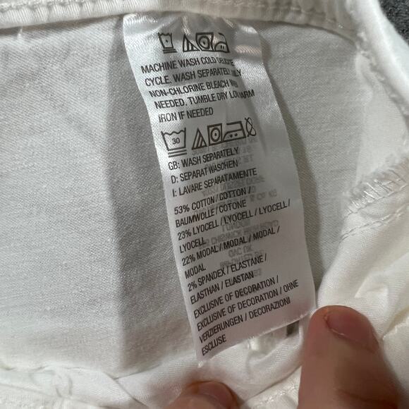 Joan Rivers Pants Regular Slim Ankle Length Jean w/ Scallop Hem White, Large - Picture 9 of 9